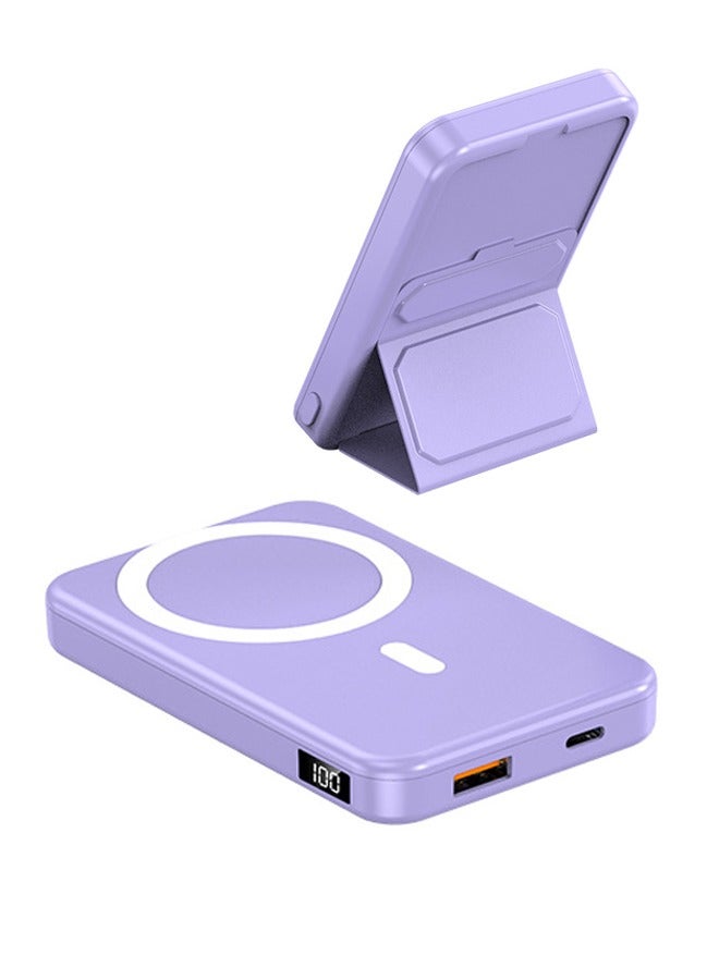 10000 mAh Foldable Magnetic Wireless Power Bank Portable Charger 22.5W Iight blue - Image 1